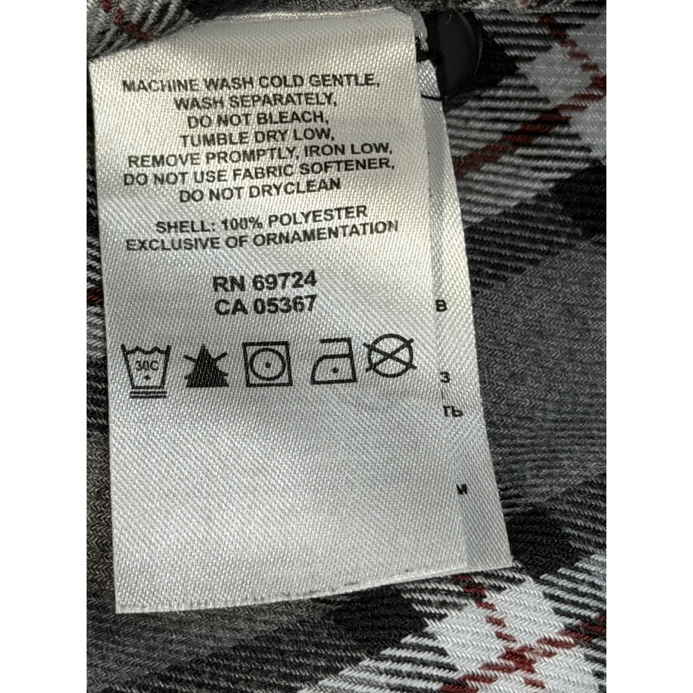 Mountain Hardwear Mens Med Plaid Flannel LS Button Up Down Shirt Gray Black Red - Picture 6 of 7